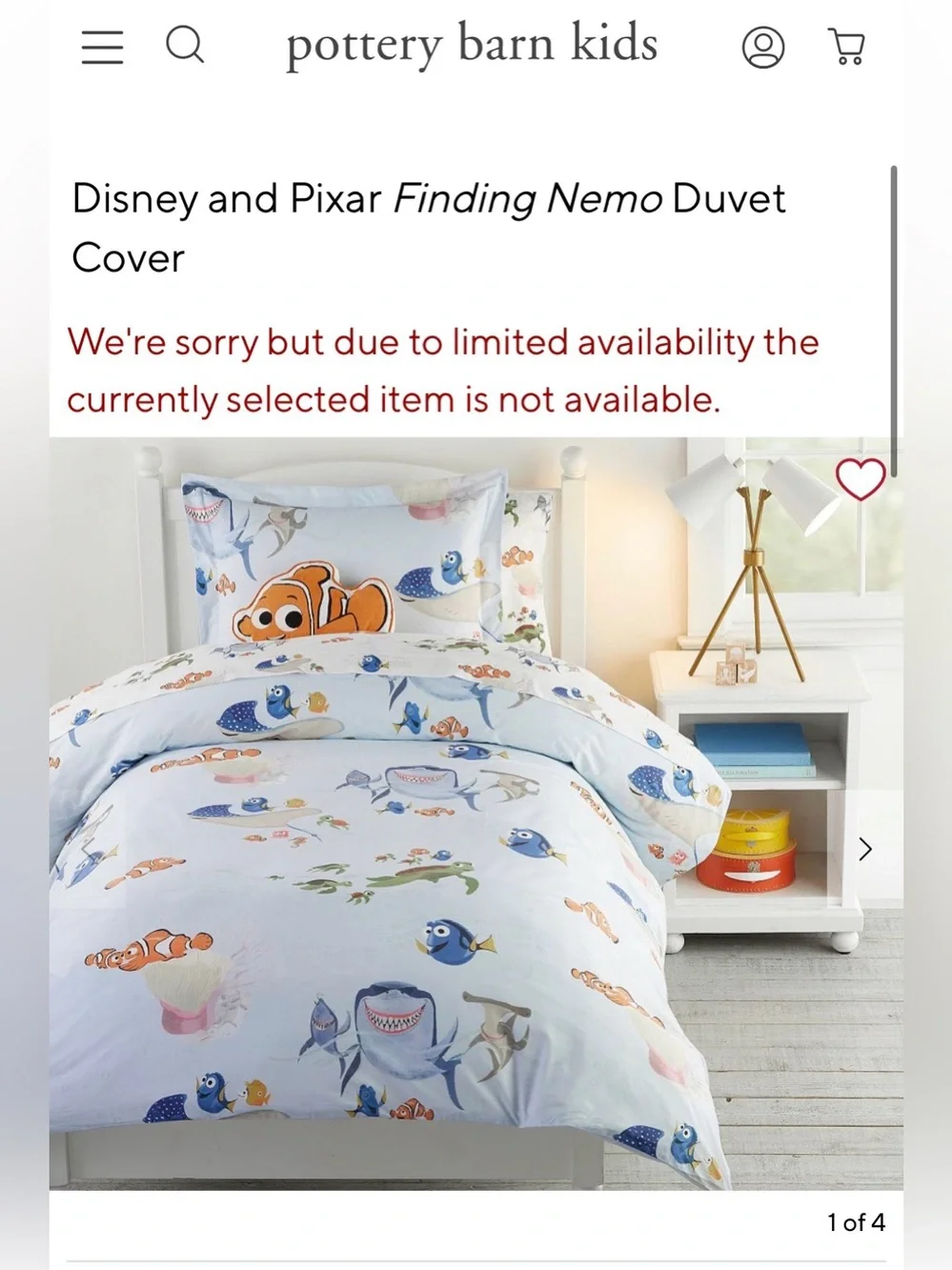 Pottery Barn Disney and Pixar Finding Nemo Duvet Cover w/ 1 Standard Sham - Twin